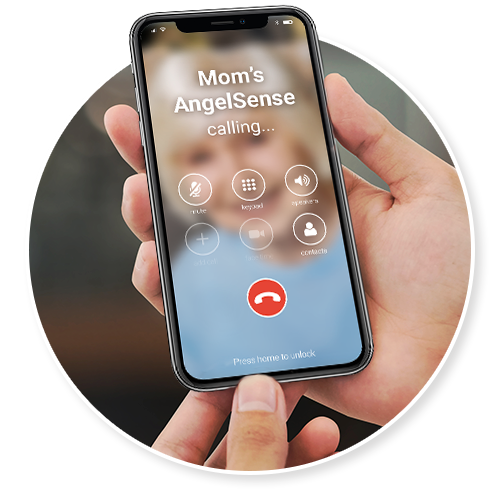 A hand holding a smartphone with an incoming call from Mom